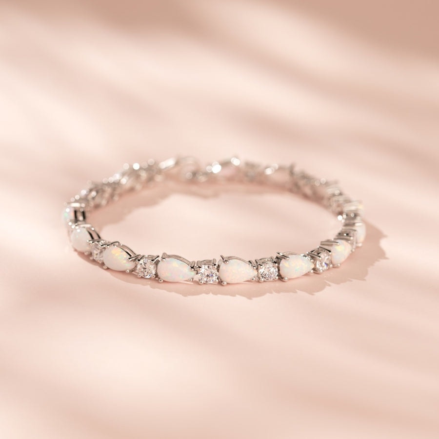 Peora Opal Teardrop Tennis Bracelet Sterling Silver Pear Shape 10 Carats Nwt New
